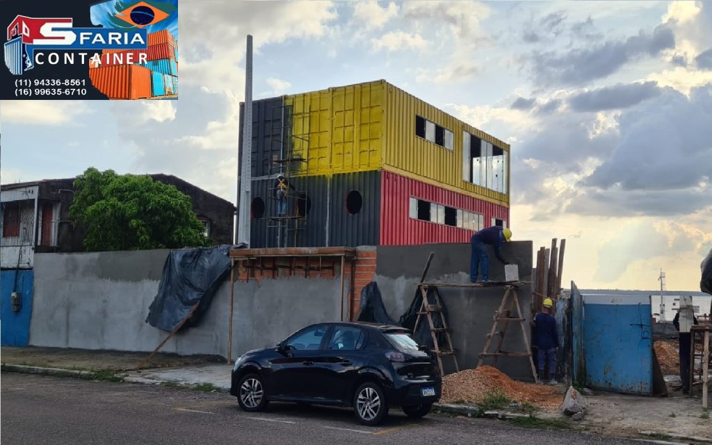 Projeto container Prédio comercial 240m2 com 8 Container 40 pés HC