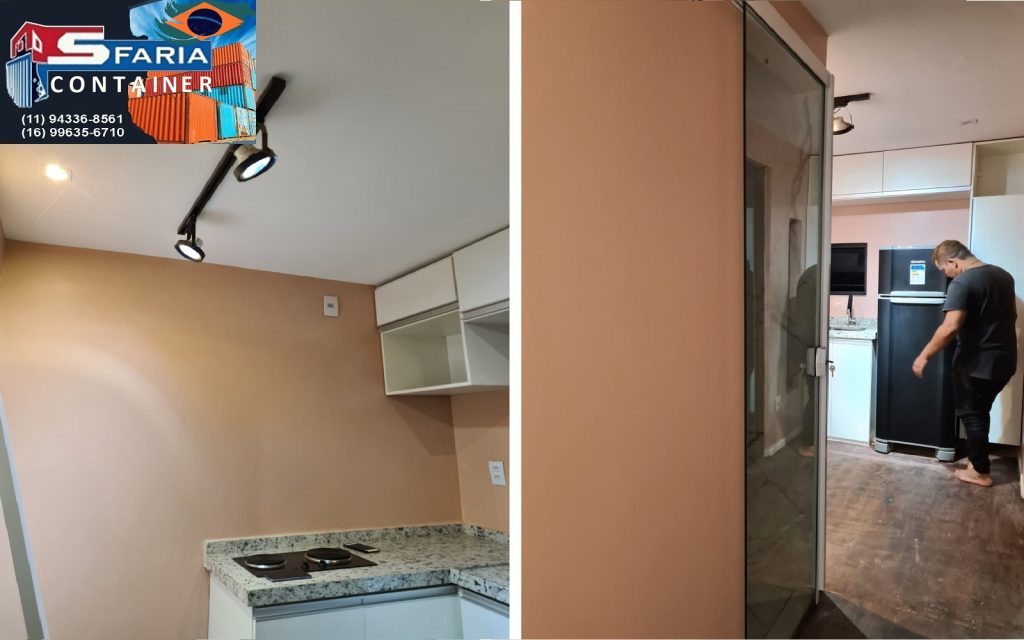 Projeto container Studio em container 20 pés completo 15m2